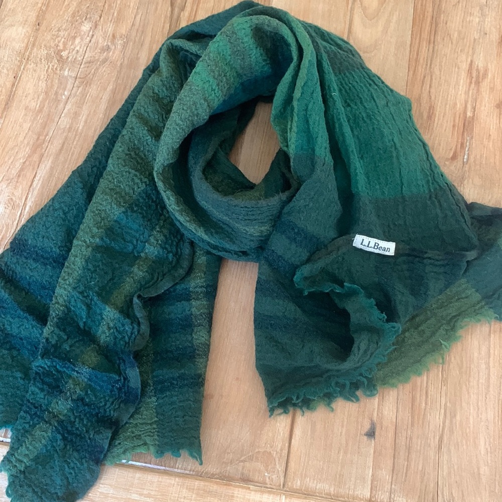 Green Plaid LL Bean scarf